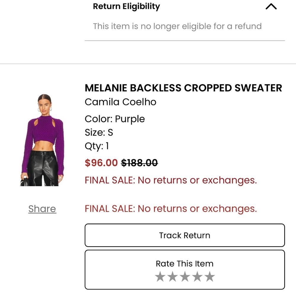 Melanie Backless Cropped Sweater S